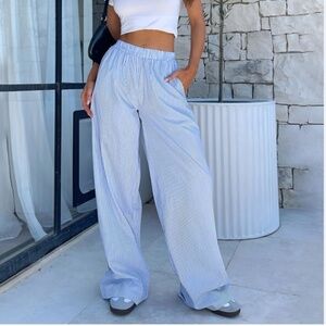 Commense Blue & White Striped Pants